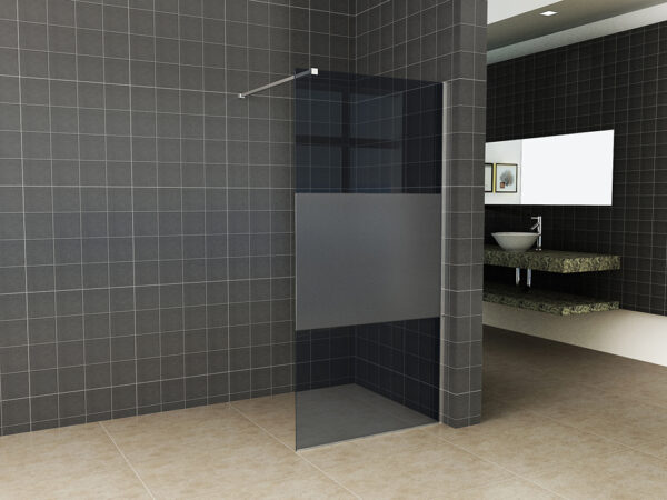 Slim glasplaat 1000 x 2000 x 8 mm nano rookglas met melkglas middenband 203512