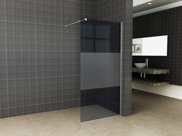 Slim glasplaat 1400 x 2000 x 8 mm nano rookglas met melkglas middenband 203515
