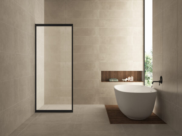 Skyline zijwand voor nis schuifdeur 800 x 2000 x 8 mm nano helder glas/mat zwart 203740