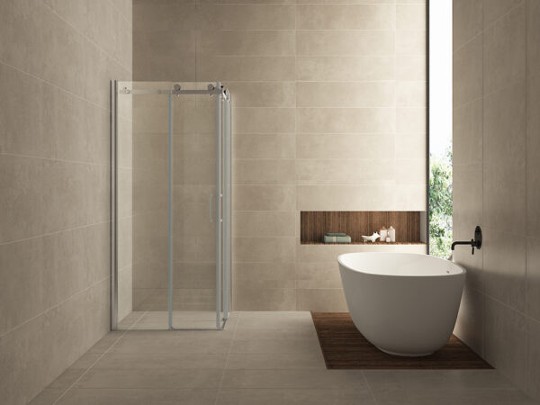 Entra hoekinstap cabine met 2 schuifdeuren 900 x 900 x 2000 x 8 mm nano helder glas/chroom 203857