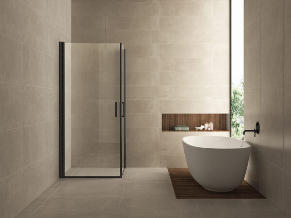 Salone cabine met 2 draaideuren 900 x 900 x 2000 x 8 mm nano helder glas/mat zwart 203918