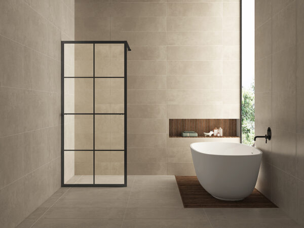 Maaz inloopdouche met raster en handdoekhouder 1200 x 2000 x 10 mm helder glas/mat zwart 203962