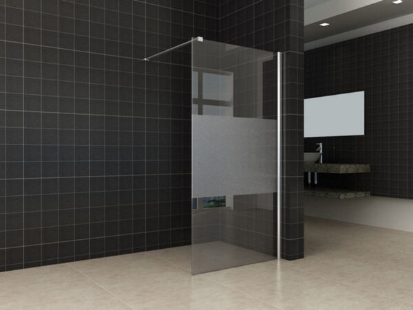 Comfort inloopdouche 800 x 2000 x 10 mm nano helder glas met melkglas middenband/chroom 204206