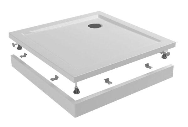 Voorzetpaneel met poten voor douchebak 90 x 90 x 4 cm glans wit 213521