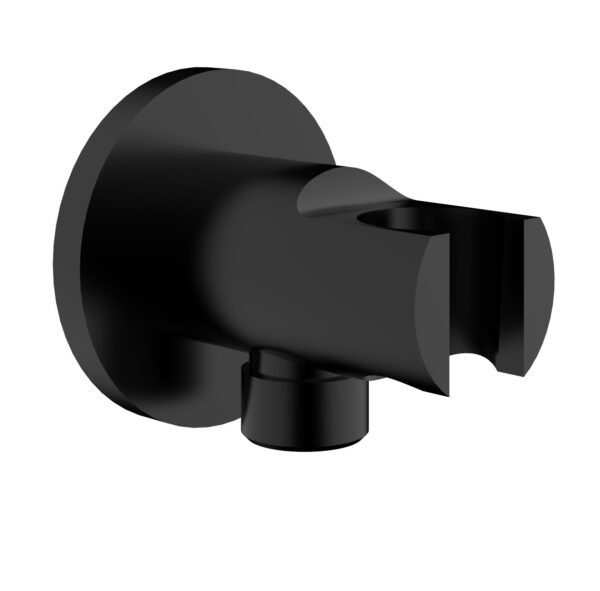 UniMatch wandaansluitbocht met handdouchehouder rond 1/2" mat zwart 292800