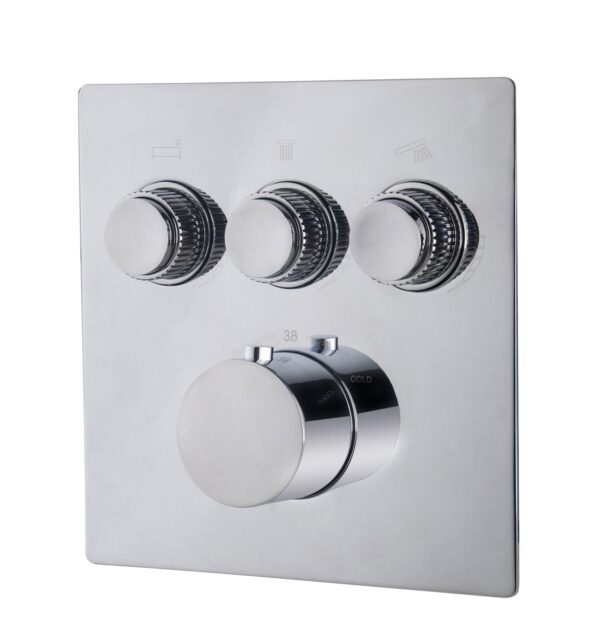 Caral Klik Pro afbouwdeel inbouwthermostaat 3 weg chroom 293430