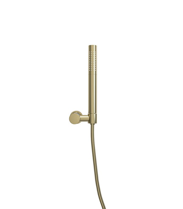 UniMatch handdoucheset met staafhanddouche 1 stand, doucheslang en wandhouder kantelbaar geborsteld messing 293709