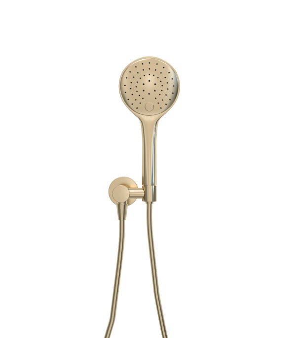 UniMatch handdoucheset met handdouche 3 standen Ø 12 cm, doucheslang en wandaansluitbocht geborsteld messing 293720