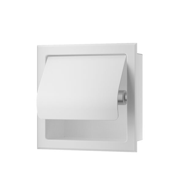 Rocko toiletrolhouder met klep inbouw mat wit 332122