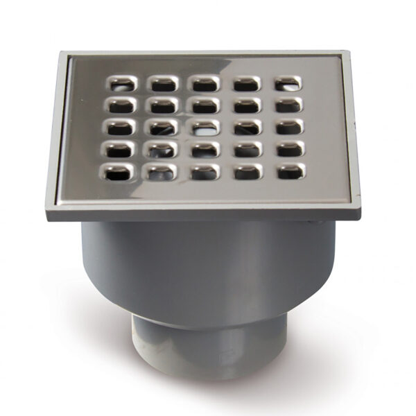 Doucheput 105 x 105 mm met onderuitloop RVS 333506