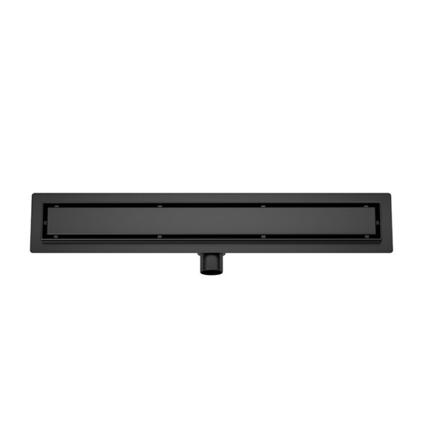 Douchegoot met flens en tegelrooster 70 x 7 cm mat zwart 334226