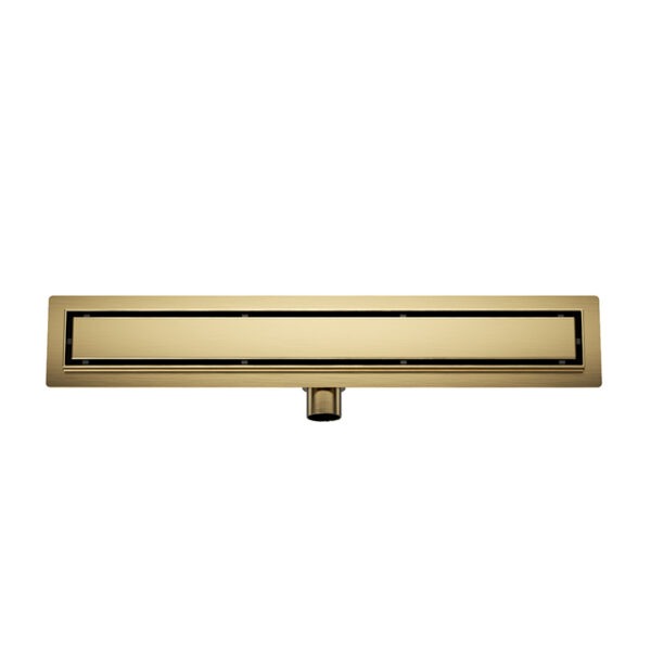 Douchegoot met flens en tegelrooster 80 x 7 cm geborsteld messing 334237