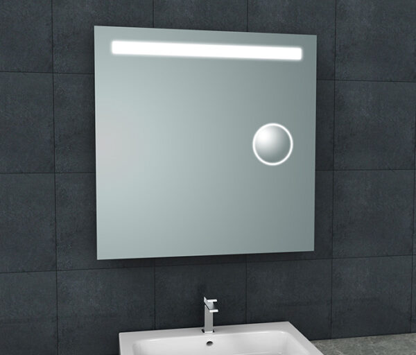 Tigris spiegel vierkant met LED en scheerspiegel 80 x 80 cm 383775