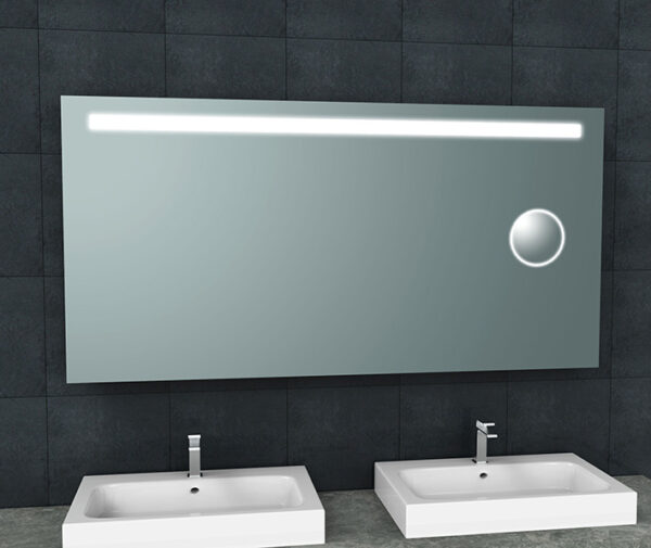 Tigris spiegel rechthoek met LED en scheerspiegel 160 x 80 cm 383779