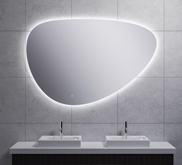 Uovo spiegel ovaal met LED, dimbaar en spiegelverwarming 140 cm 384168