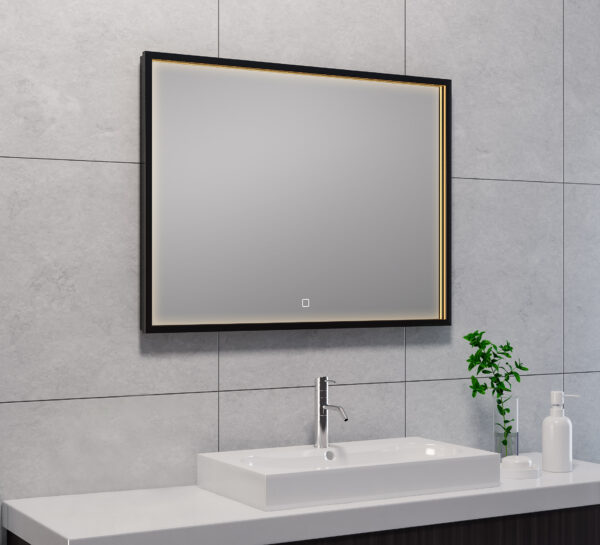 Avi spiegel rechthoek met LED, dimbaar en spiegelverwarming 80 x 60 cm mat zwart 384191