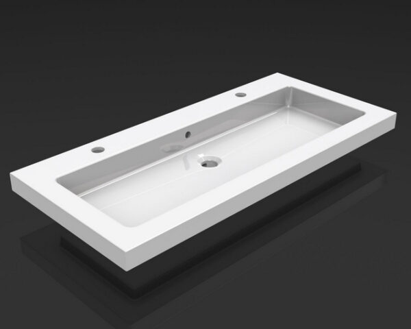 Kera wastafel enkel met 2 kraangaten 100x46x5 cm keramiek glans wit 393806