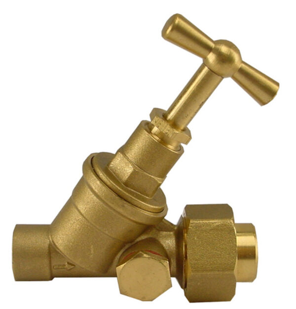 Stopkraan 15mm cap x cap met koppeling en aftapgelegenheid 145005