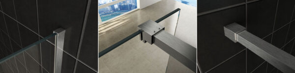 Slim profielset met stabilisatiestang 120 cm geborsteld staal 203466
