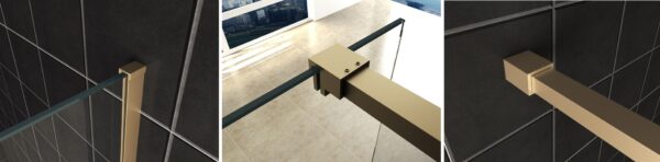 Slim profielset met stabilisatiestang 120 cm geborsteld messing 203484