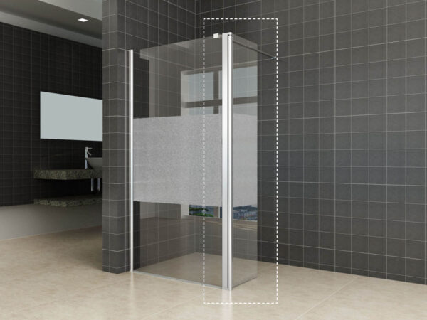 Comfort zijwand draaibaar links 350 x 2000 x 10 mm nano helder glas met melkglas middenband/chroom 203946