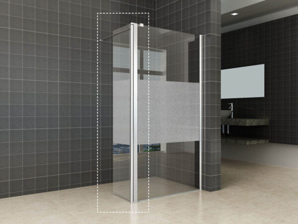 Comfort zijwand draaibaar rechts 350 x 2000 x 10 mm nano helder glas met melkglas middenband/chroom 203947