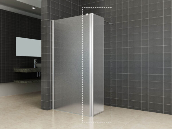 Comfort zijwand draaibaar links 350 x 2000 x 10 mm nano melkglas/chroom 203948