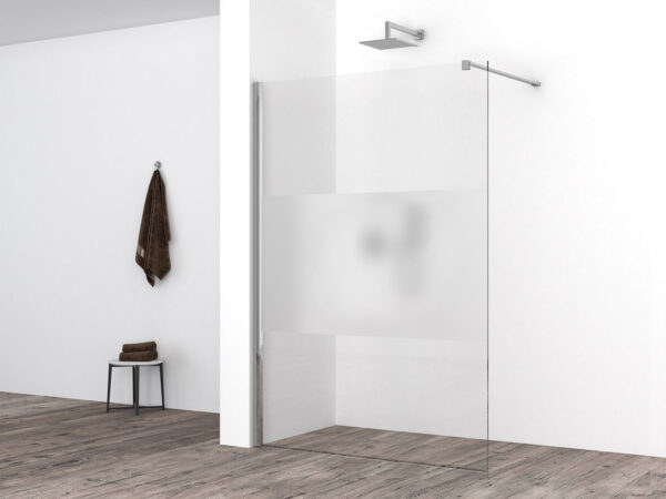 Comfort inloopdouche 1600 x 2000 x 8 mm nano helder glas met melkglas middenband/chroom 203954
