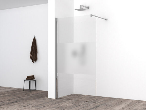 Comfort inloopdouche 1000 x 2000 x 10 mm nano helder glas met melkglas middenband/chroom 204208