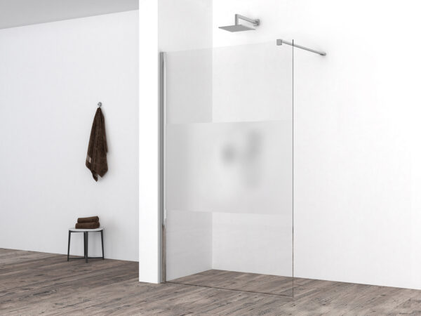 Comfort inloopdouche 1200 x 2000 x 10 mm nano helder glas met melkglas middenband/chroom 204210