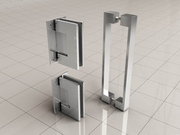 Less scharnierset en greep voor profielloze nisdeur chroom 206170