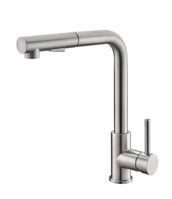 Reno Twenty keukenkraan met coldstart en uittrekbare handdouche geborsteld RVS 243709