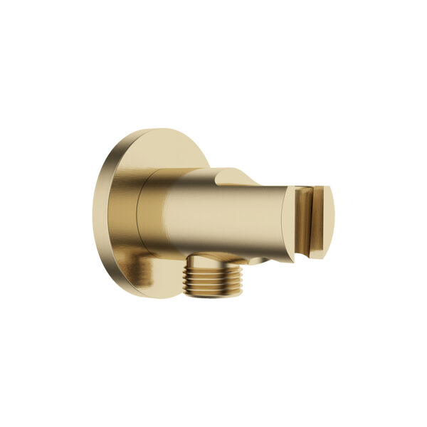 UniMatch wandaansluitbocht met handdouchehouder rond 1/2" geborsteld messing PVD 292804