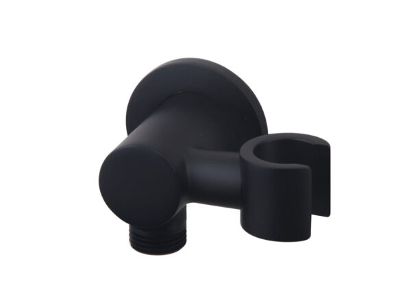 UniMatch wandaansluitbocht met kantelbare handdouchehouder rond 1/2" mat zwart 292944