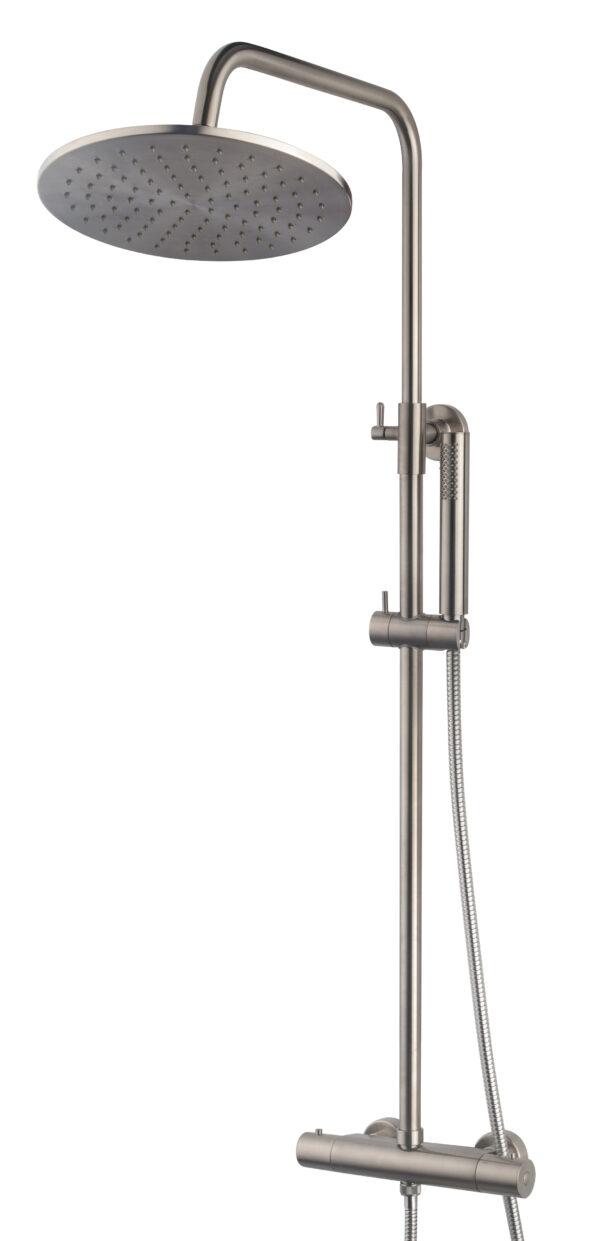 Caral thermostatische regendoucheset opbouw geborsteld staal PVD 292955
