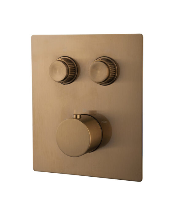 Caral Klik Pro afbouwdeel inbouwthermostaat 2 weg geborsteld brons koper PVD 293426
