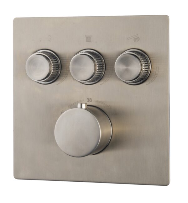 Caral Klik Pro afbouwdeel inbouwthermostaat 3 weg geborsteld staal PVD 293431