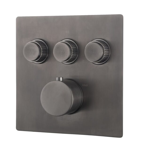 Caral Klik Pro afbouwdeel inbouwthermostaat 3 weg gunmetal PVD 293433