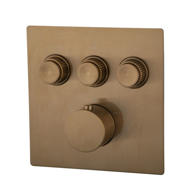 Caral Klik Pro afbouwdeel inbouwthermostaat 3 weg geborsteld brons koper PVD 293436