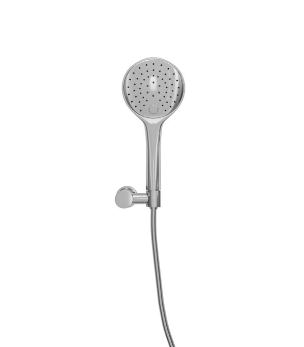 UniMatch handdoucheset met handdouche 3 standen Ø 12 cm, doucheslang en wandhouder kantelbaar chroom 293700