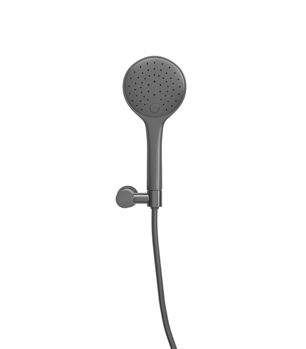 UniMatch handdoucheset met handdouche 3 standen Ø 12 cm, doucheslang en wandhouder kantelbaar gunmetal 293704