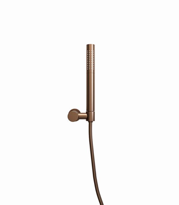 UniMatch handdoucheset met staafhanddouche 1 stand, doucheslang en wandhouder kantelbaar geborsteld brons koper 293711