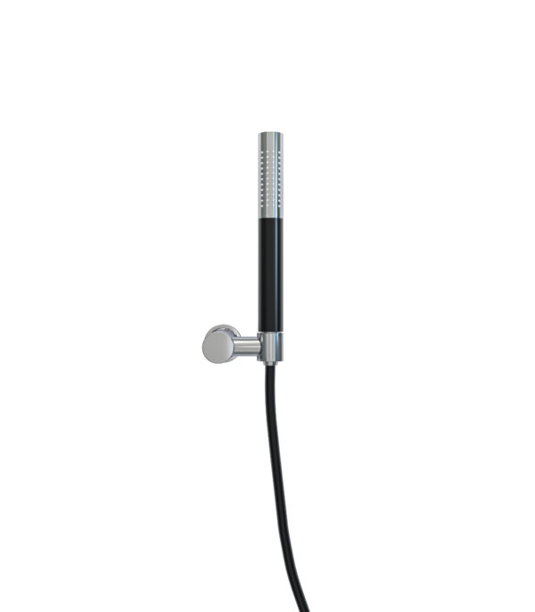 UniMatch handdoucheset met staafhanddouche 1 stand, doucheslang en wandhouder kantelbaar chroom/mat zwart 293712