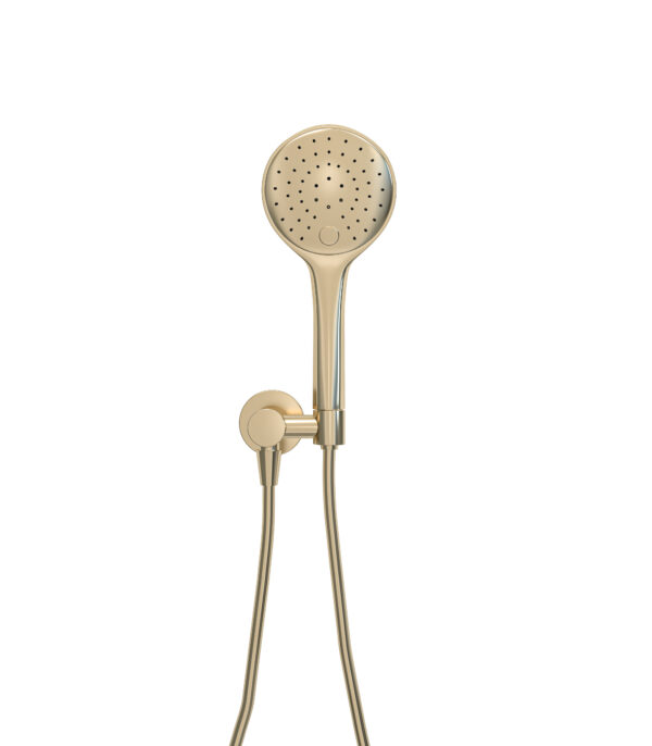 UniMatch handdoucheset met handdouche 3 standen Ø 12 cm, doucheslang en wandaansluitbocht geborsteld messing 293720