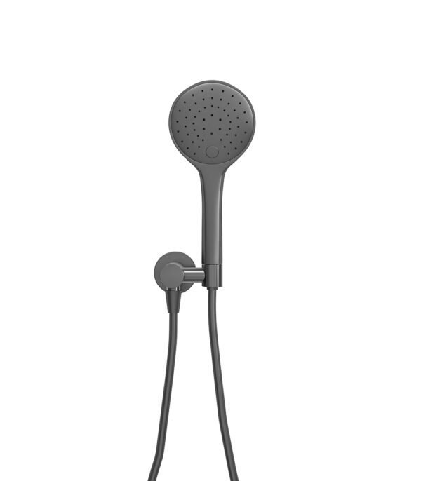 UniMatch handdoucheset met handdouche 3 standen Ø 12 cm, doucheslang en wandaansluitbocht gunmetal 293721