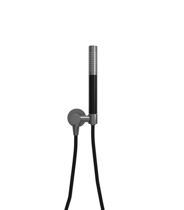 UniMatch handdoucheset met staafhanddouche 1 stand, doucheslang en wandaansluitbocht gunmetal/mat zwart 293732