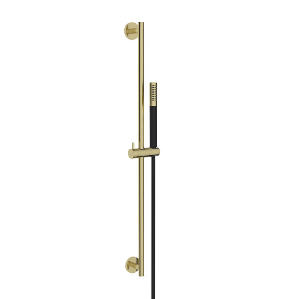 UniMatch glijstangset compleet met staafhanddouche 1 stand geborsteld messing/mat zwart 293879
