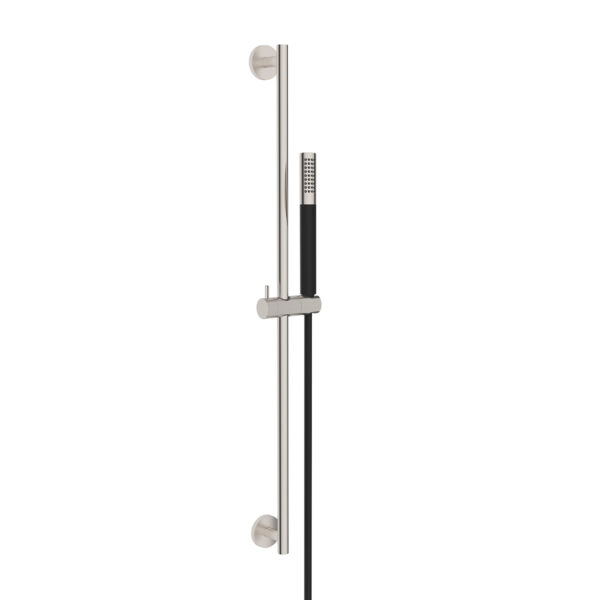 UniMatch glijstangset compleet met staafhanddouche 1 stand geborsteld staal/mat zwart 293899