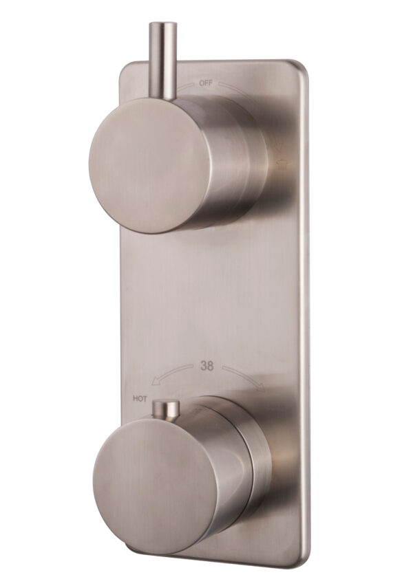 Rivaro inbouwthermostaat 2 weg geborsteld staal PVD 293964