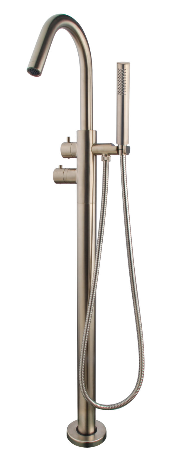 Caral thermostatische badmengkraan vrijstaand geborsteld staal PVD 294071